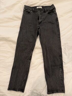 Abercrombie The Mom High-Rise Women's  Black Straight Leg Jeans  27 / 4